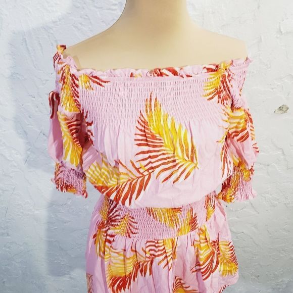 The sang mini Print ruffle off shoulder  Summer Coquette dress size  Medium - Picture 5 of 12